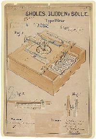 Sholes and Glidden typewriter documentation. The machine, patented on June 23, 1868, resembled